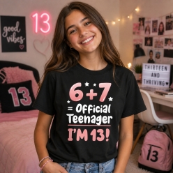 13th Birthday Girl Official Teenager Black T-shirt